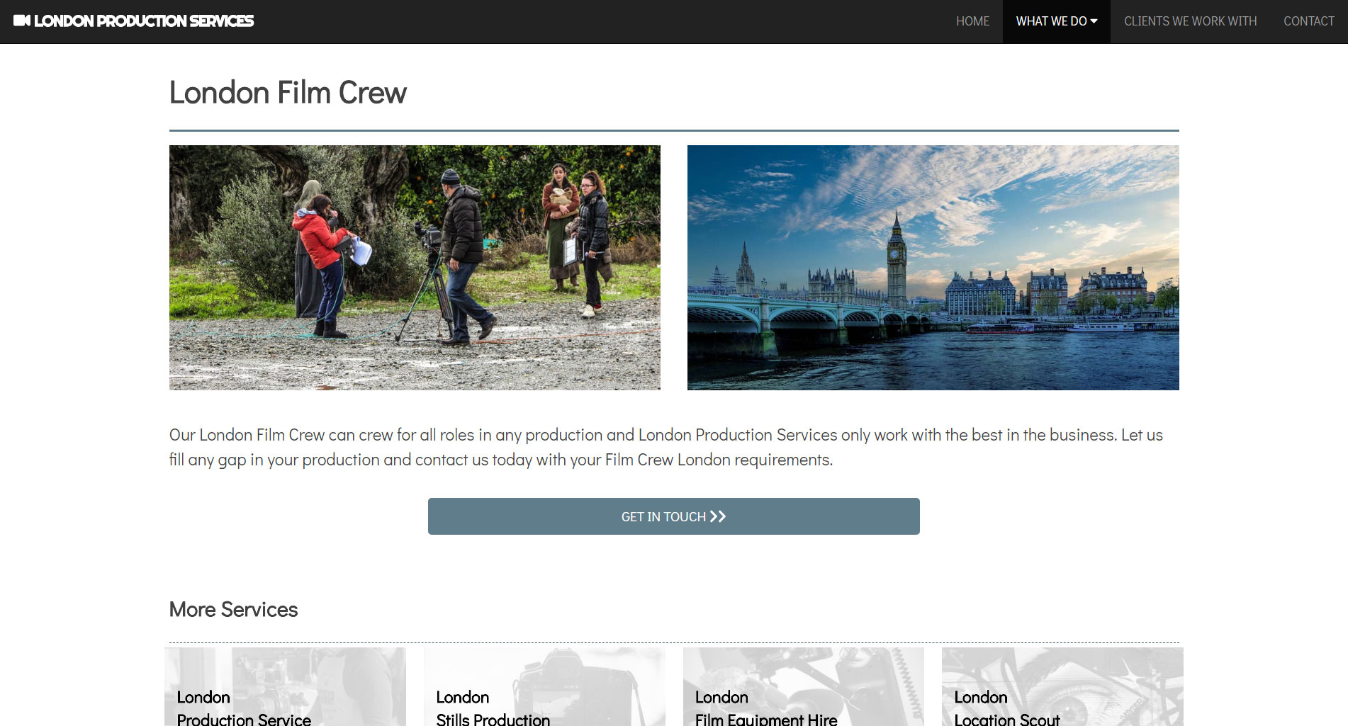 London Production Services website screen shot 3